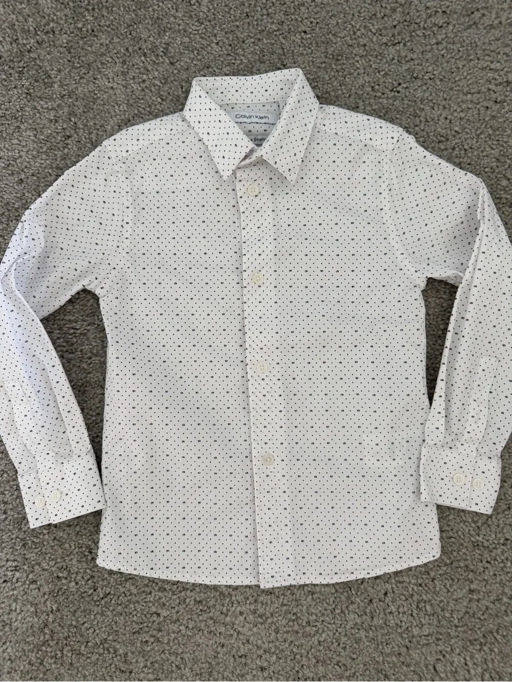 Calvin Klein White Shirt with Tiny Black Dot Print - Kids